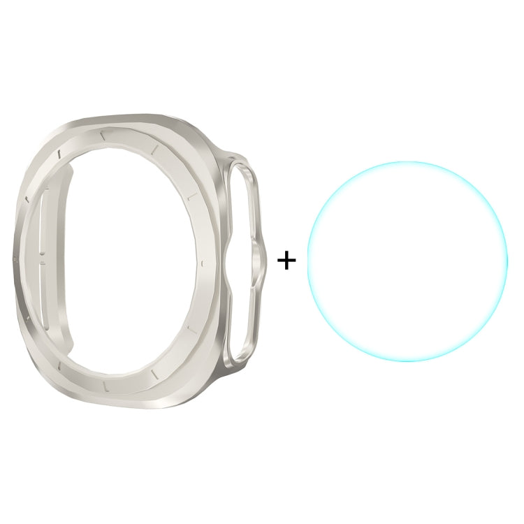 For Samsung Galaxy Watch Ultra 47mm / Ultra 2025 ENKAY Hat-Prince Electroplated Hard PC Cover + 0.2mm 9H Glass Screen Protector(Starlight Silver) by ENKAY