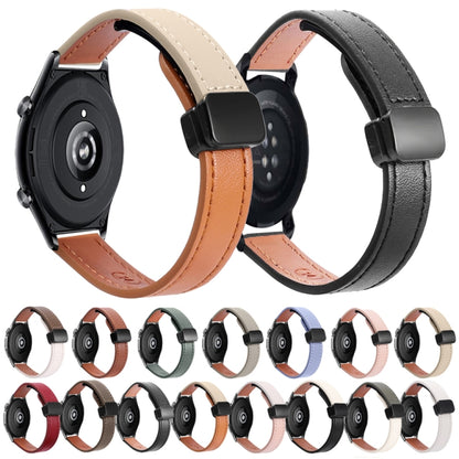 For Honor Watch GS 4 22mm Slim Magnetic Buckle Microfiber Leather Watch Band(Aimaorange+Cream Apricot) by bashfashion