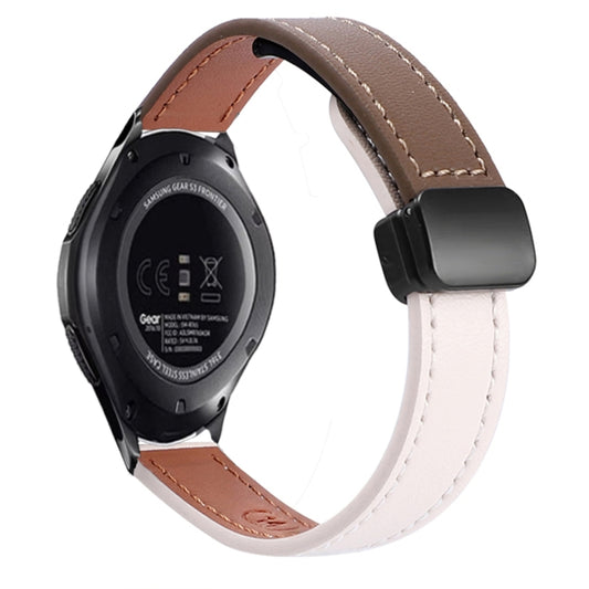 For Samsung Galaxy Gear S3 Frontier 22mm Slim Magnetic Buckle Microfiber Leather Watch Band(Apricot+Caramel Macchiato) by bashfashion