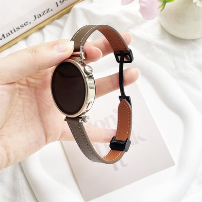 For Samsung Galaxy Watch 3 45mm 22mm Slim Magnetic Buckle Microfiber Leather Watch Band(Caramel Macchiato) by bashfashion