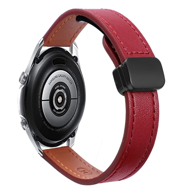 For Samsung Galaxy Watch 3 45mm 22mm Slim Magnetic Buckle Microfiber Leather Watch Band(Wine Red) by bashfashion