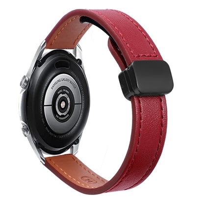 For Samsung Galaxy Watch 3 45mm 22mm Slim Magnetic Buckle Microfiber Leather Watch Band(Wine Red) by bashfashion