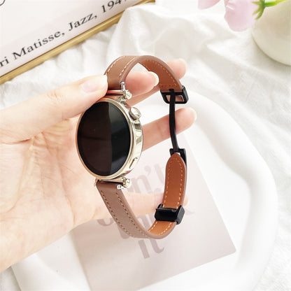 For Samsung Galaxy Watch 3 45mm 22mm Slim Magnetic Buckle Microfiber Leather Watch Band(Mocha Brown) by bashfashion