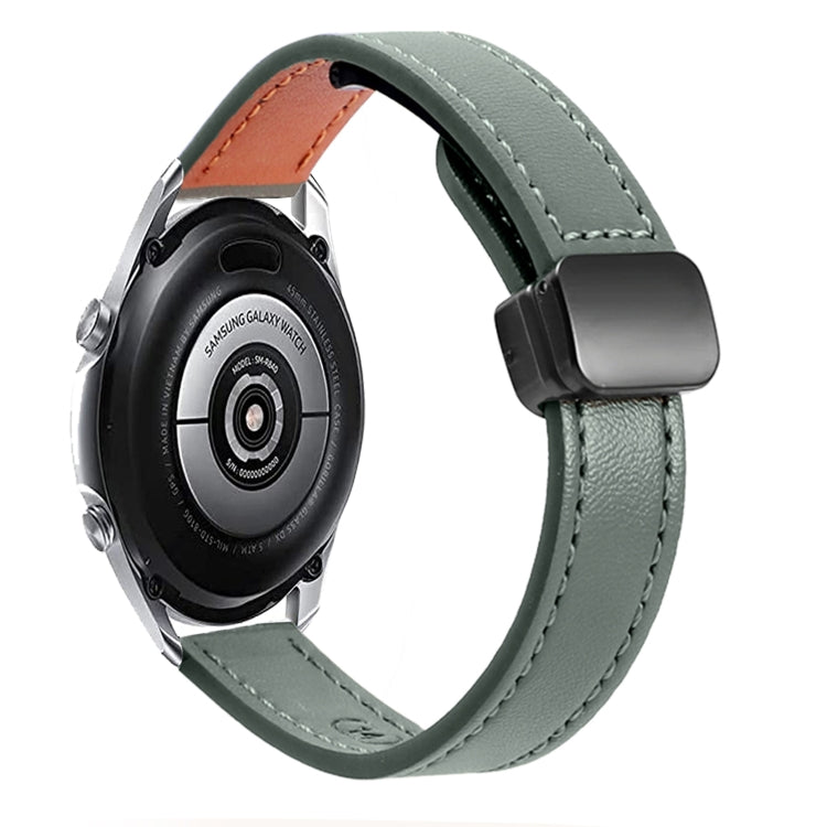 For Samsung Galaxy Watch 3 45mm 22mm Slim Magnetic Buckle Microfiber Leather Watch Band(Avocado Green) by bashfashion
