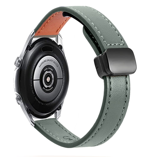 For Samsung Galaxy Watch 3 45mm 22mm Slim Magnetic Buckle Microfiber Leather Watch Band(Avocado Green) by bashfashion