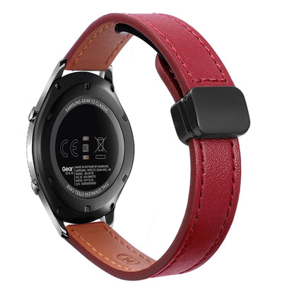 For Samsung Galaxy Gear S3 Classic 22mm Slim Magnetic Buckle Microfiber Leather Watch Band(Wine Red) by bashfashion