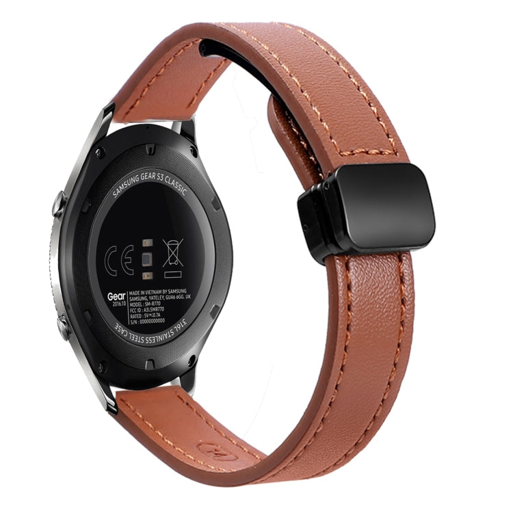 For Samsung Galaxy Gear S3 Classic 22mm Slim Magnetic Buckle Microfiber Leather Watch Band(Mocha Brown) by bashfashion