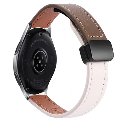 For Samsung Galaxy Watch 46mm 22mm Slim Magnetic Buckle Microfiber Leather Watch Band(Apricot+Caramel Macchiato) by bashfashion