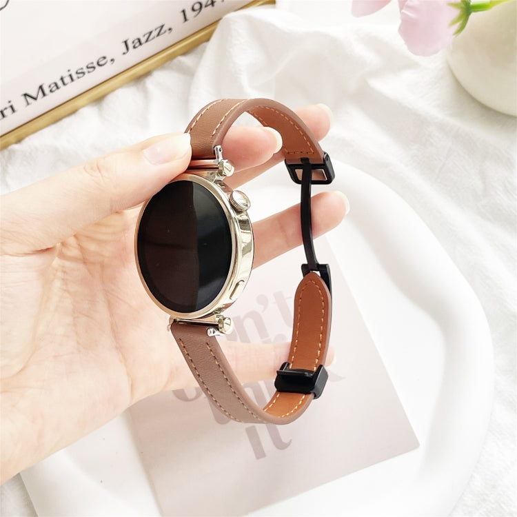 For Samsung Galaxy Watch 46mm 22mm Slim Magnetic Buckle Microfiber Leather Watch Band(Mocha Brown) by bashfashion