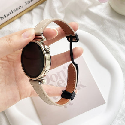 For Samsung Galaxy Watch 46mm 22mm Slim Magnetic Buckle Microfiber Leather Watch Band(Cream Apricot) by bashfashion