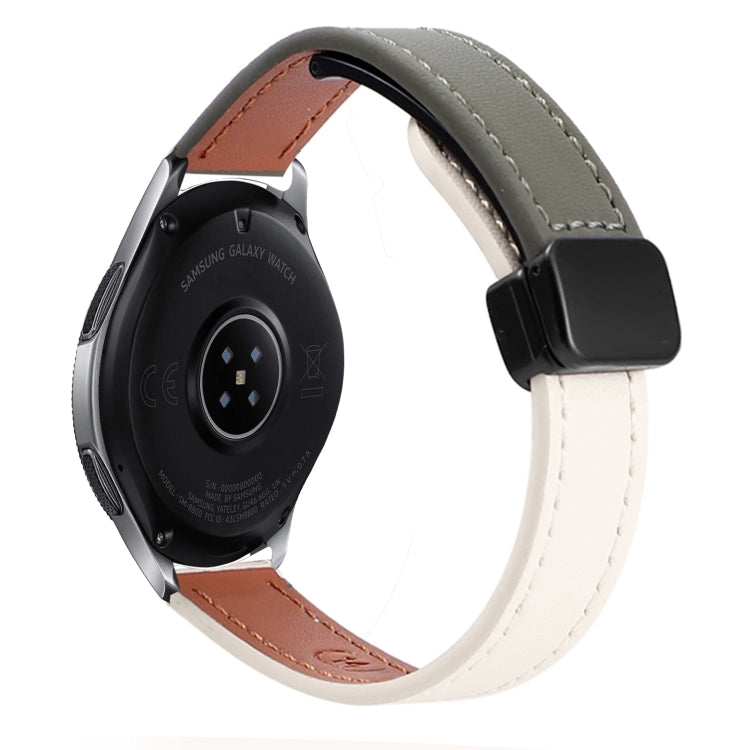 For Samsung Galaxy Watch 46mm 22mm Slim Magnetic Buckle Microfiber Leather Watch Band(Apricot+Avocado Green) by bashfashion
