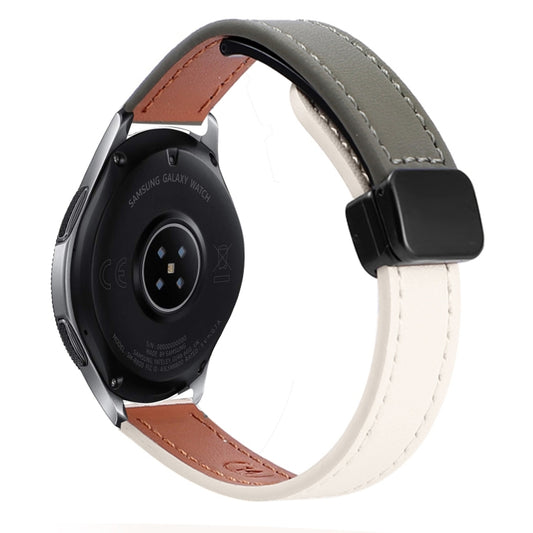 For Samsung Galaxy Watch 46mm 22mm Slim Magnetic Buckle Microfiber Leather Watch Band(Apricot+Avocado Green) by bashfashion