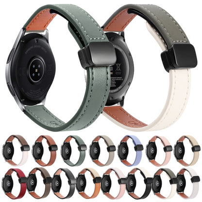 For Samsung Galaxy Watch 46mm 22mm Slim Magnetic Buckle Microfiber Leather Watch Band(Cream Apricot) by bashfashion
