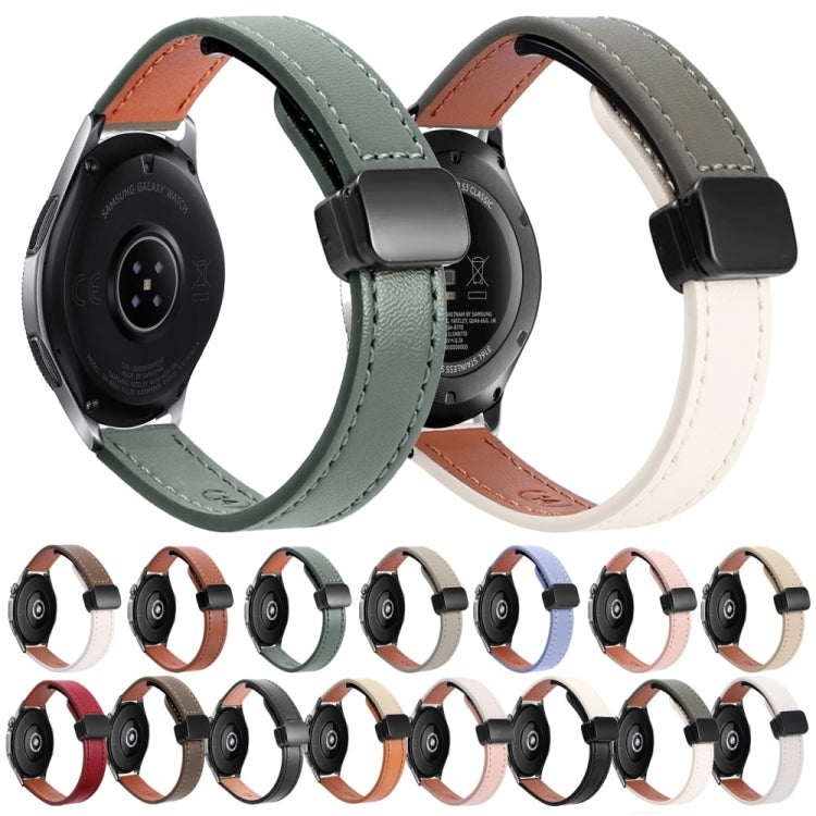 For Samsung Galaxy Watch 3 45mm 22mm Slim Magnetic Buckle Microfiber Leather Watch Band(Calf Elephant Gray) by bashfashion