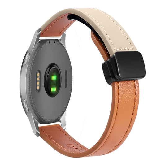 For Garmin Forerunner 255 Music 22mm Slim Magnetic Buckle Microfiber Leather Watch Band(Aimaorange+Cream Apricot) by bashfashion