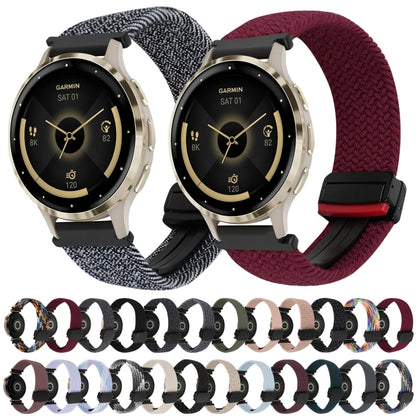 For Garmin Venu 3S 18mm Magnetic Buckle Braided Watch Band(Stars Black) by bashfashion