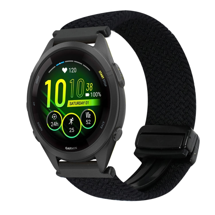 For Garmin Forerunner 265S 18mm Magnetic Buckle Braided Watch Band(Black) by bashfashion
