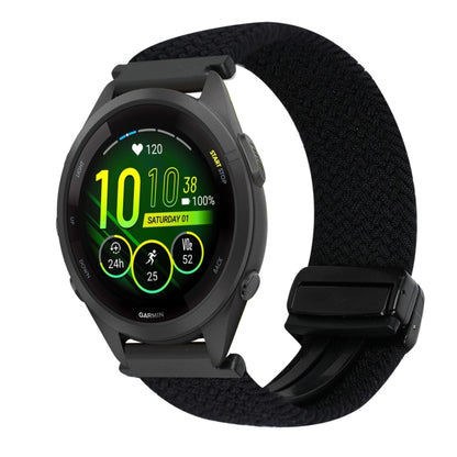 For Garmin Forerunner 265S 18mm Magnetic Buckle Braided Watch Band(Black) by bashfashion