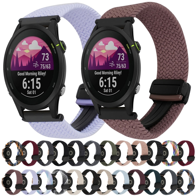 For Garmin Forerunner 255S 18mm Magnetic Buckle Braided Watch Band(Olive Green) by bashfashion