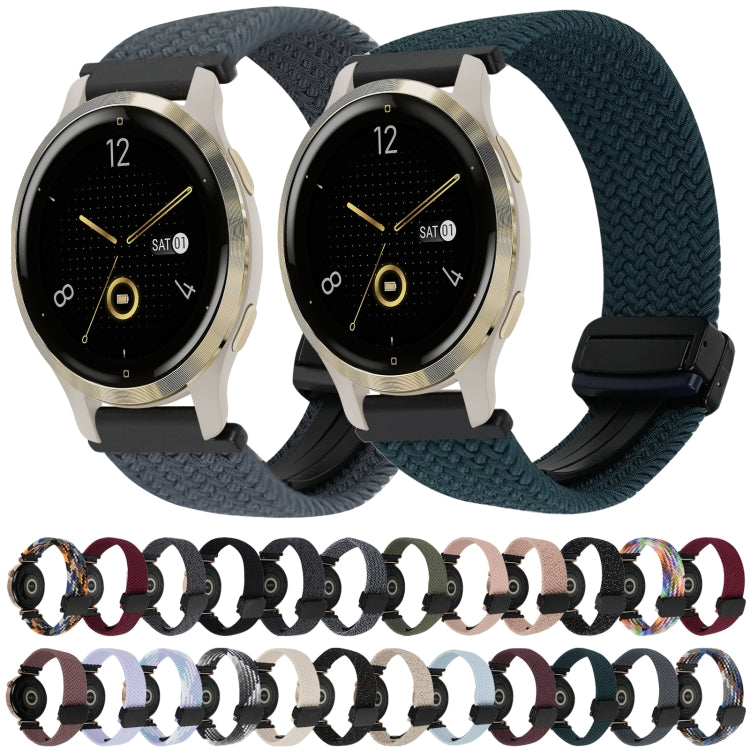 For Garmin Venu 2S 18mm Magnetic Buckle Braided Watch Band(Graphite Black) by bashfashion