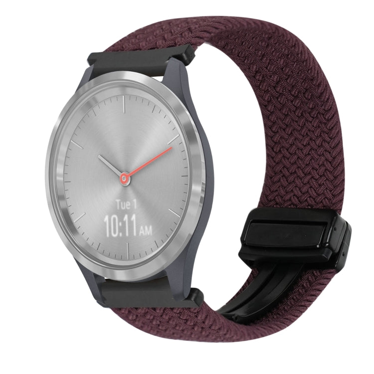 For Garmin Vivomove 3S 18mm Magnetic Buckle Braided Watch Band(Drop Cherry) by bashfashion