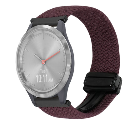 For Garmin Vivomove 3S 18mm Magnetic Buckle Braided Watch Band(Drop Cherry) by bashfashion
