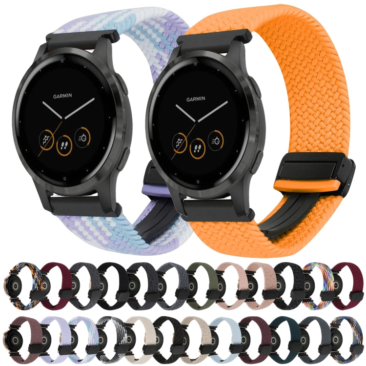 For Garmin Vivoactive 4S 18mm Magnetic Buckle Braided Watch Band(Metal Gray) by bashfashion