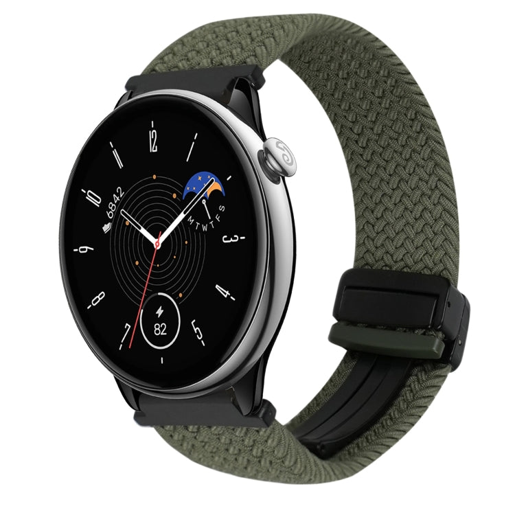 For Amazfit GTR Mini Magnetic Buckle 20mm Braided Watch Band(Olive Green) by bashfashion
