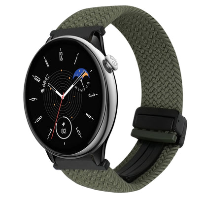 For Amazfit GTR Mini Magnetic Buckle 20mm Braided Watch Band(Olive Green) by bashfashion