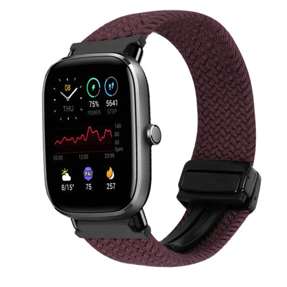 For Amazfit GTS4 Mini Magnetic Buckle 20mm Braided Watch Band(Crimson Cherry) by bashfashion