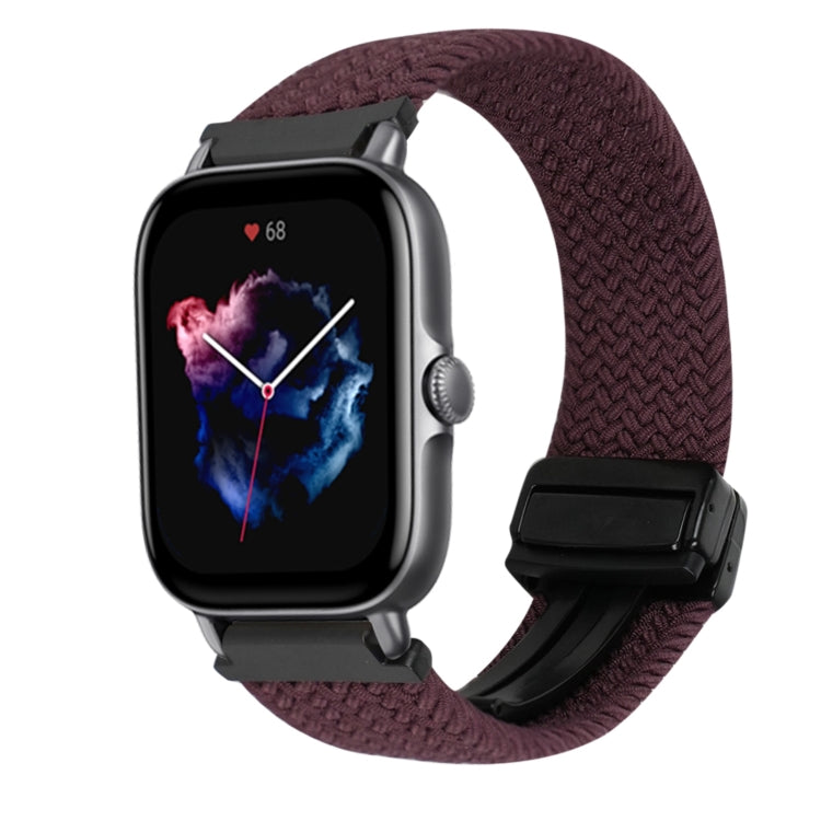 For Amazfit GTS 3 Magnetic Buckle 20mm Braided Watch Band(Crimson Cherry) by bashfashion