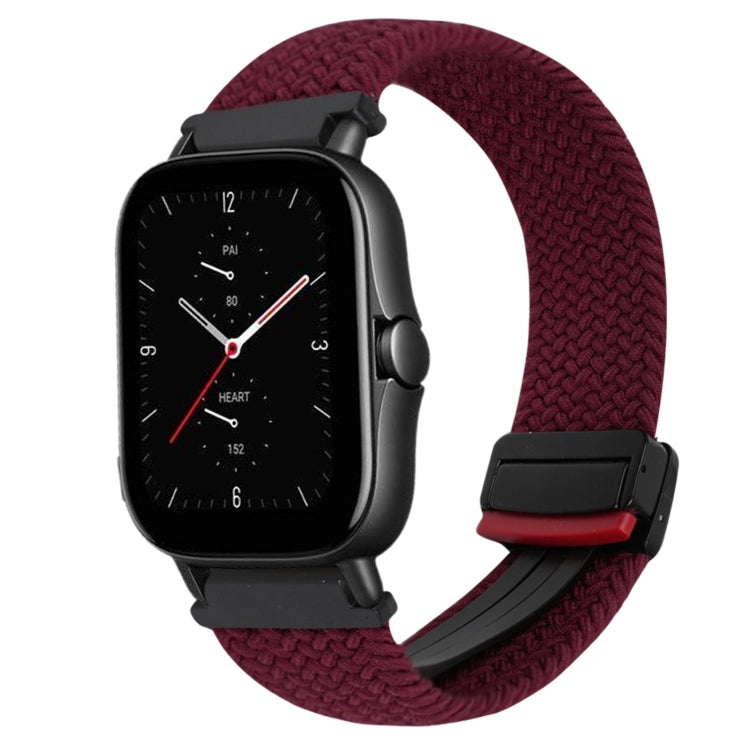 For Amazfit GTS 2e Magnetic Buckle 20mm Braided Watch Band(Wine Red) by bashfashion