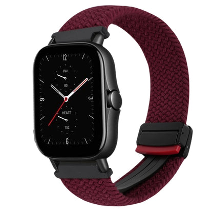 For Amazfit GTS 2e Magnetic Buckle 20mm Braided Watch Band(Wine Red) by bashfashion