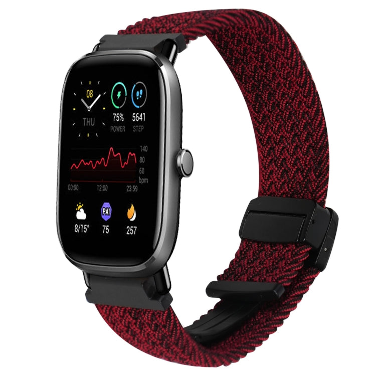 For Amazfit GTS 2 Mini Magnetic Buckle 20mm Braided Watch Band(Black Sand Red) by bashfashion