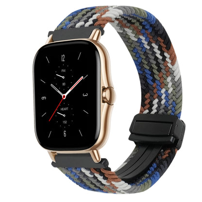 For Amazfit GTS 2 Magnetic Buckle 20mm Braided Watch Band(Denim Colorful) by bashfashion