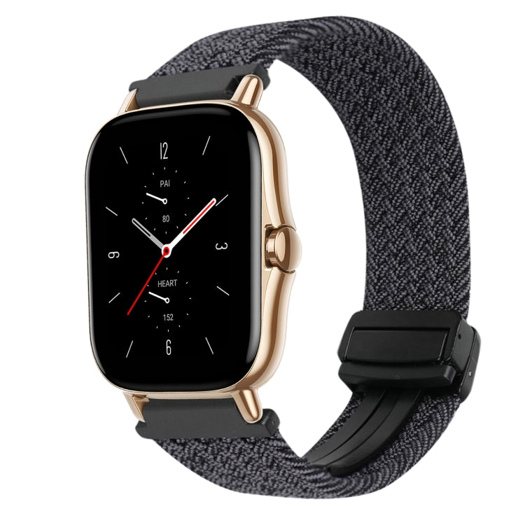 For Amazfit GTS 2 Magnetic Buckle 20mm Braided Watch Band(Graphite Black) by bashfashion