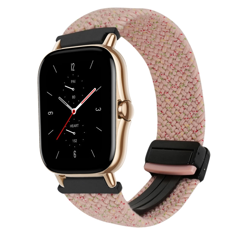 For Amazfit GTS 2 Magnetic Buckle 20mm Braided Watch Band(Starlight Pink) by bashfashion