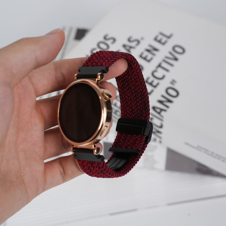 For Amazfit GTS 2 Magnetic Buckle 20mm Braided Watch Band(Black Sand Red) by bashfashion