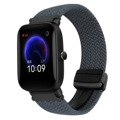 For Amazfit Pop Magnetic Buckle 20mm Braided Watch Band(Space Gray) by bashfashion