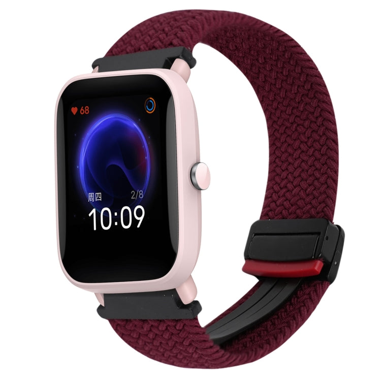 For Amazfit Bip U Magnetic Buckle 20mm Braided Watch Band(Wine Red) by bashfashion