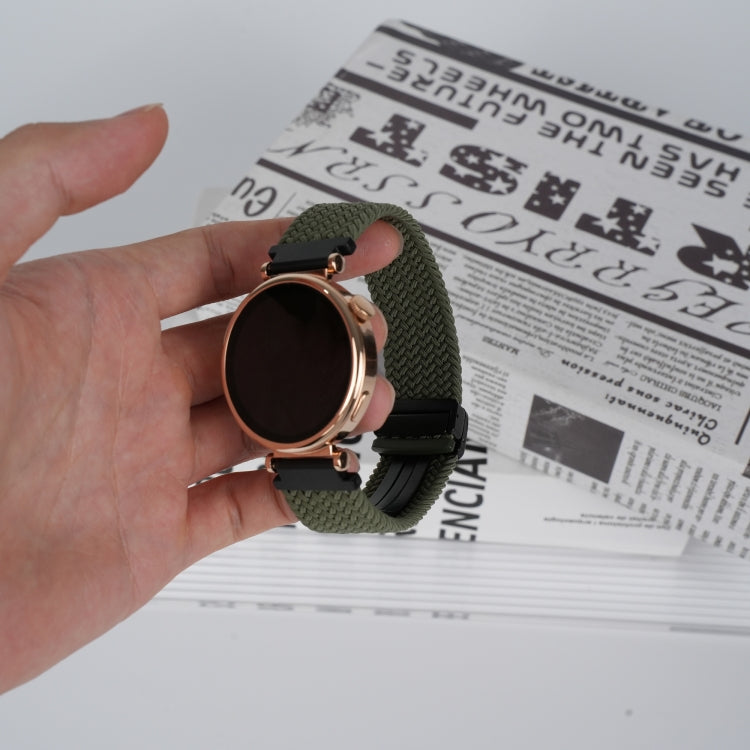 For Amazfit Bip U Magnetic Buckle 20mm Braided Watch Band(Olive Green) by bashfashion