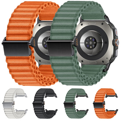 For Samsung Galaxy Watch Ultra 47mm Ocean Style Magnetic Buckle Braided Watch Band(Army Green) by bashfashion