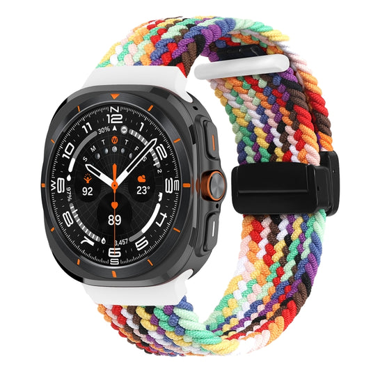 For Samsung Galaxy Watch Ultra 47mm Fold Magnetic Buckle Braided Watch Band(Rainbow) by bashfashion