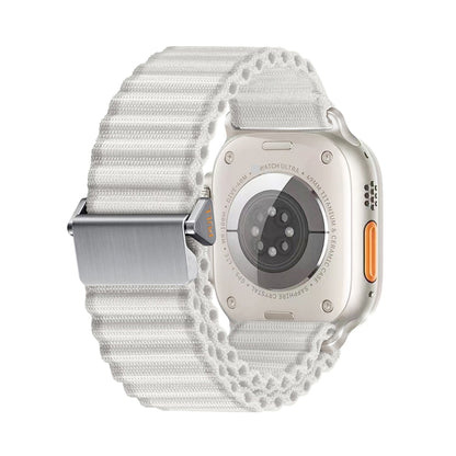 For Apple Watch Series 8 41mm Off Road Magnetic Buckle Braided Nylon Watch Band(White) by bashfashion