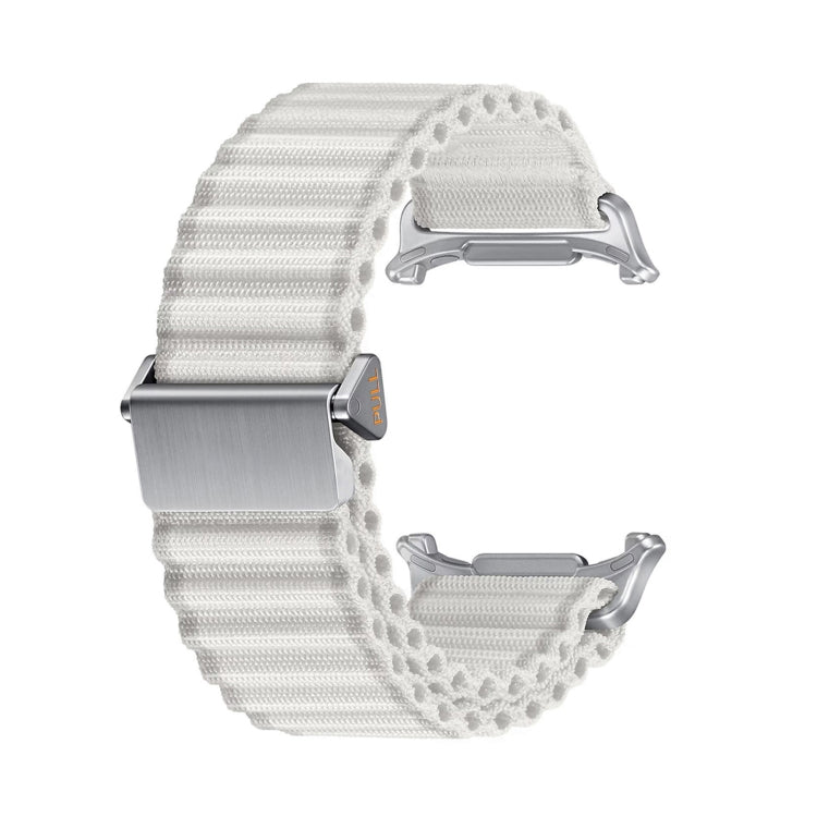 For Apple Watch SE 2022 44mm Off Road Magnetic Buckle Braided Nylon Watch Band(White) by bashfashion