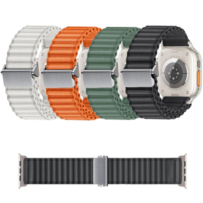 For Apple Watch Ultra 49mm Off Road Magnetic Buckle Braided Nylon Watch Band(Orange) by bashfashion