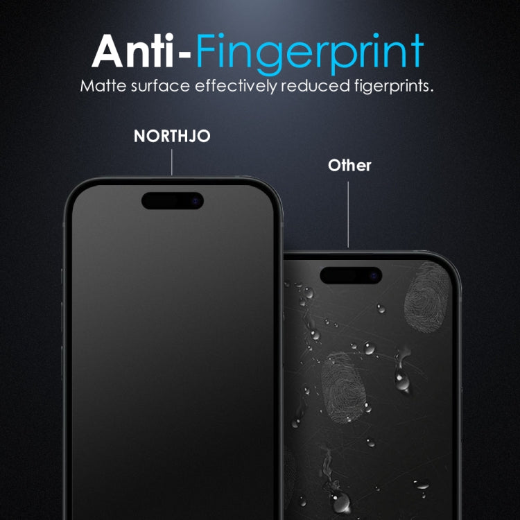 For iPhone 15 NORTHJO Matte Silkscreen Anti-Fingerprint Tempered Glass Film by NORTHJO