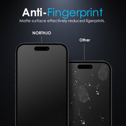 For iPhone 15 NORTHJO Matte Silkscreen Anti-Fingerprint Tempered Glass Film by NORTHJO