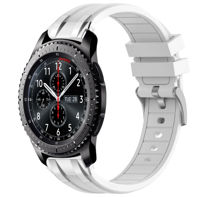 For Samsung Galaxy Gear S3 Frontier 22mm Quick Release Silver Buckle Royal Silicone Watch Band(White) by bashfashion