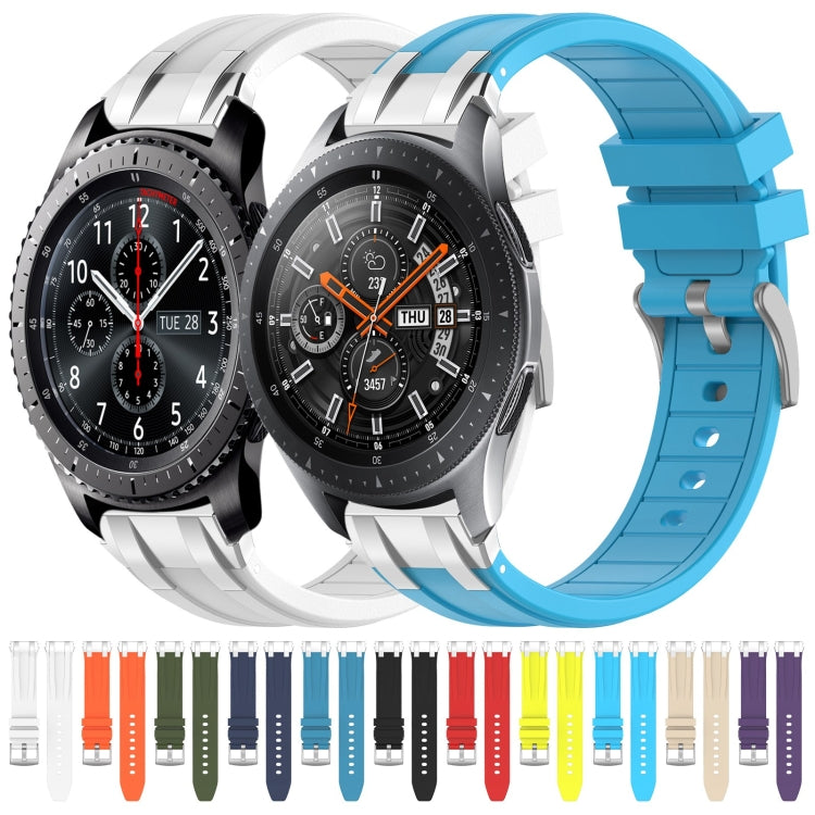For Samsung Galaxy Gear S3 Frontier 22mm Quick Release Silver Buckle Royal Silicone Watch Band(White) by bashfashion